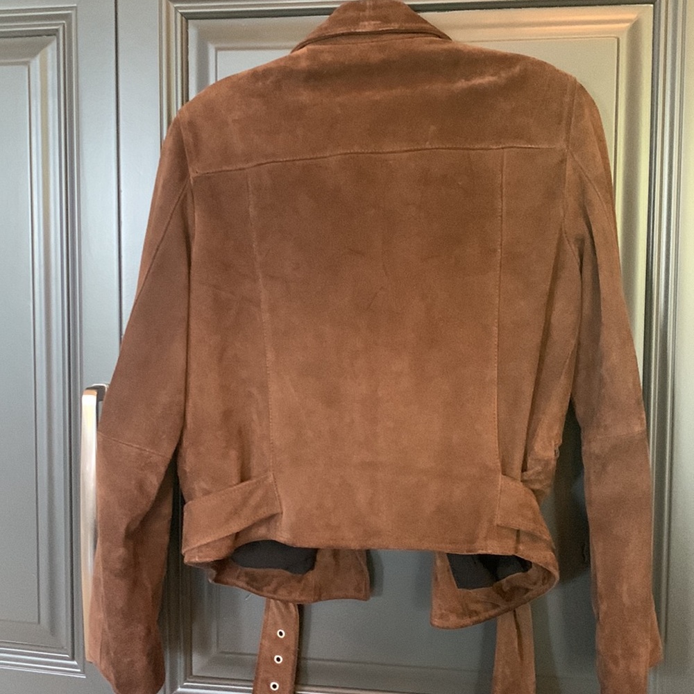 All Saints Brown Suede Moto Jacket - Picture 2 of 12